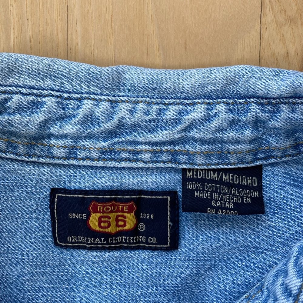 Vintage Route 66 denim jean long sleeve shirt M - Picture 2 of 3